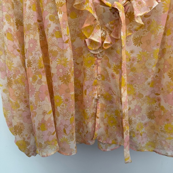 For Love and Lemons Melanie Blouse Floral size XS Oversized Flowy - Picture 8 of 12
